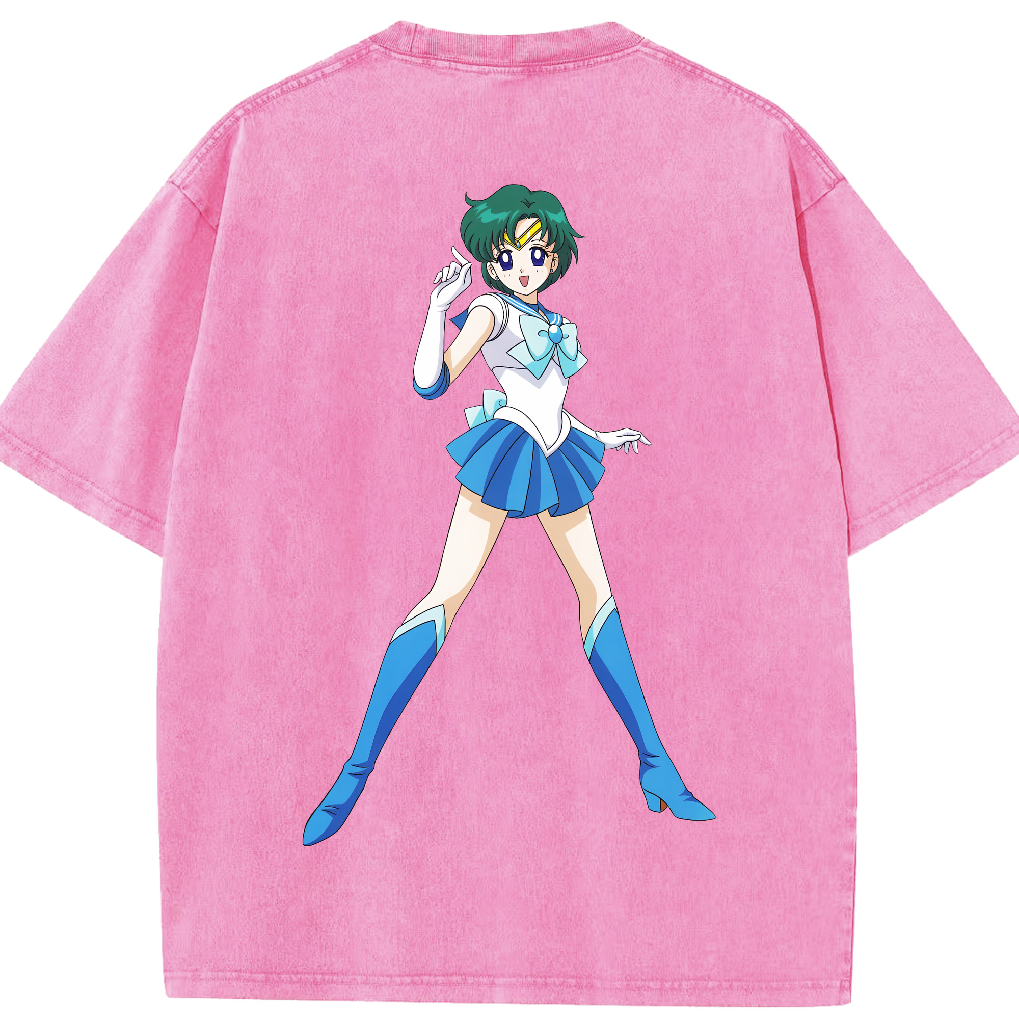（画像用） 美少女戦士セーラームーン 海王 みちる（かいおう みちる） Sailor Moon Kaiou Michiru 綿100% ヴィンテージ風 半袖Tシャツ（背面プリント）